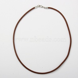 Cowhide Leather Necklace Making, with Brass Lobster Claw Clasps and Brass Cord Ends, Platinum Metal Color, Saddle Brown, 66x0.3cm(AJEW-JW00001-05)