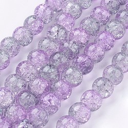 1Strand Two Tone Transparent Crackle Glass Round Beads Strands, Plum, 10mm, Hole: 1.3~1.6mm, about 80pcs/strand, 31.4 inch(X-CCG-Q002-10mm-02)