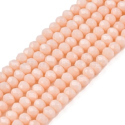 Opaque Solid Color Glass Beads Strands, Faceted, Rondelle, PeachPuff, 2.5x2mm, Hole: 0.7mm, about 154~161pcs/strand, 12.675~12.87 inch(32.5~33cm), about 90~100 strands/set(EGLA-T021-02K)