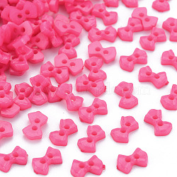 2-Hole Plastic Buttons, Bowknot, Hot Pink, 6x9x2mm, Hole: 1.5mm(BUTT-N018-028-05)