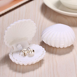 Shell Shaped Velvet Jewelry Storage Boxes, Jewelry Gift Case for Earrings Pendants Rings, White, 6x5.5x3cm(WG45470-04)
