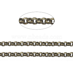 Brass Rolo Chains, Belcher Chains, Soldered, with Spool, Cadmium Free & Nickel Free & Lead Free, Antique Bronze, 1.5x0.6mm, about 16.4 Feet(5m)/bag(X-CHC-S008-002H-AB)