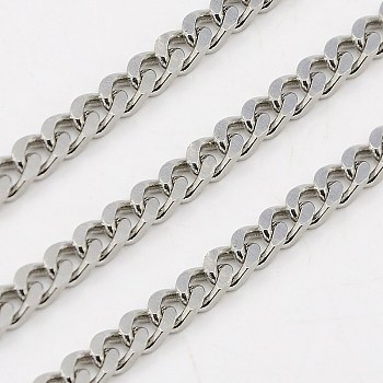 304 Stainless Steel Twist Chains, Faceted, Unwelded, Stainless Steel Color, 3x1.5mm