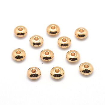 Rondelle Brass Beads, Golden, 4x2mm, Hole: 1mm