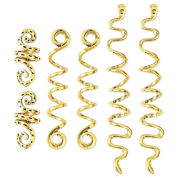 7Pcs Hair Styling Tools, Alloy Braiders Spiral Spin Screw Pin Hair Clips, Twist Barrette Hairpins Hairdressing Accessories Hair Clip, Golden, 25~90x9.5~10mm, 3 styles/set