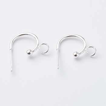 304 Stainless Steel Half Hoop Earrings, Silver, 15.5x12.5x2.4mm, Pin: 0.7mm