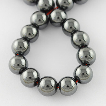 Non-Magnetic Synthetic Hematite Beads Strands, Grade A, Round, Gray, 10mm, Hole: 2mm, about 40pcs/strand, 15.5 inch