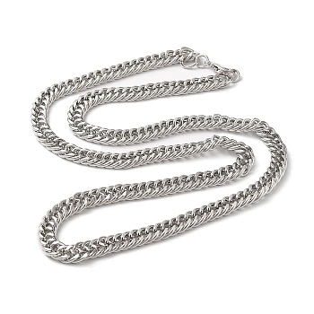 Iron Cuban Link Chain Necklaces for Women Men, Platinum, 23.62 inch(60cm), Link: 9.5x7.5x4mm