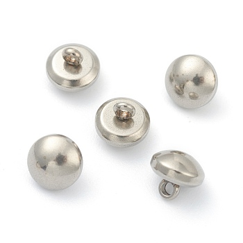 201 Stainless Steel Buttons, Round, Stainless Steel Color, 5.5x6mm, Hole: 1.2mm