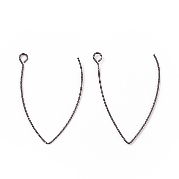 Ion Plating(IP) 316 Stainless Steel Earrings Finding, Earring Hooks, with Horizontal Loop, Gunmetal, 40x25x0.7mm, Hole: 2.5mm, Pin: 0.7mm
