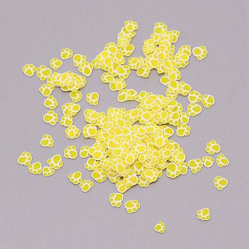 Handmade Polymer Clay Cabochons, Polymer Clay Slices for Resin Crafts & DIY Projects, Dog Paw, Yellow, 5~6.5x5~6.5x6mm