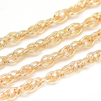 Brass Chains Necklace Making, with S-Hook Clasps, M Clasps, Real 18K Gold Plated, 18.11 inch(46cm), 1.5mm