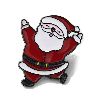 Christmas Theme Enamel Pin, Gunmetal Alloy Brooches for Backpack Clothes, Santa Claus, 29.5x24x1mm