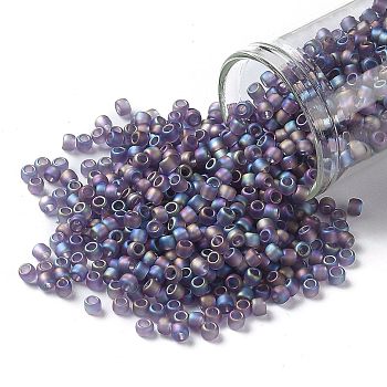TOHO Round Seed Beads, Japanese Seed Beads, (166DF) Transparent AB Frost Light Tanzanite, 8/0, 3mm, Hole: 1mm, about 1110pcs/50g