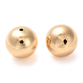 Brass Beads, Round, Real 18K Gold Plated, 18x18mm, Hole: 2mm
