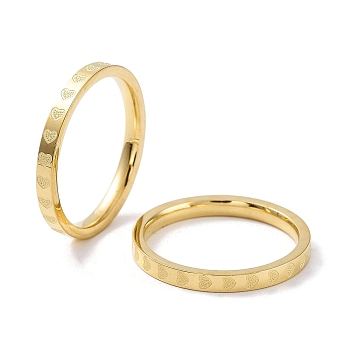 Ion Plating(IP) 304 Stainless Steel Polishing Finger Rings, Heart Pattern, Real 18K Gold Plated, US Size 7 1/4(17.5mm)