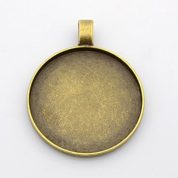 Alloy Pendant Cabochon Settings, Plain Edge Bezel Cups, DIY Findings for Jewelry Making, Cadmium Free & Lead Free, Flat Round, Antique Bronze, 62.5x50x4mm