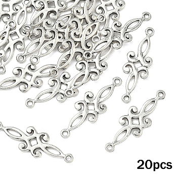 20Pcs Tibetan Style Alloy Connector Charms, Flower Links, Antique Silver, 29x9mm