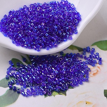 MIYUKI Delica Beads, Cylinder, Japanese Seed Beads, 11/0, (DB0178) Transparent Cobalt AB, 1.3x1.6mm, Hole: 0.8mm, about 2000pcs/10g