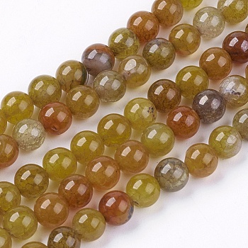 Natural Crackle Agate Stone Bead Strands, Round, 6mm, Hole: 1mm, about 68pcs/strand, 15.7 inch
