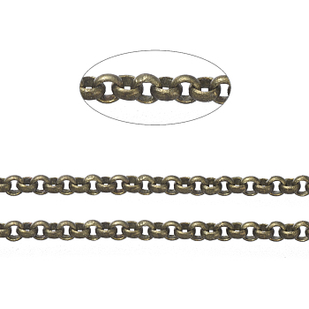 Brass Rolo Chains, Belcher Chains, Soldered, with Spool, Cadmium Free & Nickel Free & Lead Free, Antique Bronze, 1.5x0.6mm, about 16.4 Feet(5m)/bag