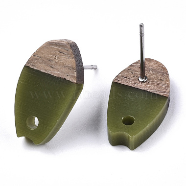 Accessoires de boucles d'oreilles en résine opaque et bois de noyer(MAK-N032-010A-B02)-3
