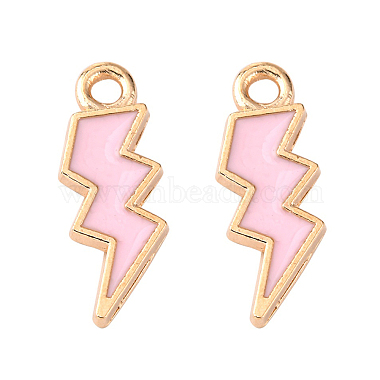 Light Gold Pearl Pink Lightning Bolt Alloy+Enamel Pendants
