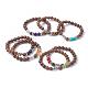 Bracelets extensibles de perles rondes en bois teint(BJEW-JB04839)-1