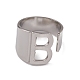 Non-Tarnish 304 Stainless Steel Initial Letter B Open Cuff Rings for Women(RJEW-G285-17P)-2