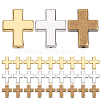 30Pcs 3 Colors Tibetan Style Alloy Beads, Cadmium Free & Nickel Free & Lead Free, Cross, Mixed Color, 15x12x5mm, 10pcs/color(TIBEB-HY0001-11)
