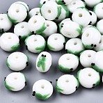 Handmade Bumpy Lampwork Beads, Abacus with Goldfish, Green, 14~15x12~13x8~9mm, Hole: 2mm(LAMP-S194-004C)