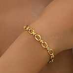 Minimalist Stainless Steel Oval Link Chain Bracelets for Women, Golden, Inner Diameter: 6-7/8 inch(17.5cm)(VK7404)