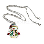 Snowman Acrylic Pendant Necklaces, Alloy Chain Jewelry for Women, Platinum, 60~63cm(WG13ED8-02)