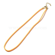 Nylon Milan Cord Necklace Making, with Brass Findings and Stainless Steel Claw Lobster Clasps, Golden, Long-Lasting Plated, Orange, 17.91~18.31 inch(45.5~46.5cm)(MAK-M028-01G-27)