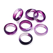 Dyed & Heated Natural Striped Agate/Banded Agate Finger Rings for Women, Purple, 5.5mm, Inner Diameter: 17~17.5mm(RJEW-Z075-02X)