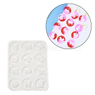 12 Chinese Zodiac Signs Flat Round DIY Silicone Molds, Resin Casting Molds, for UV Resin, Epoxy Resin Craft Making, White, 113x90x5mm, Hole: 2mm, Inner Diameter: 25mm(SIMO-C012-04)