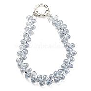Glass Beaded Mobile Straps, Multifunctional Chain, with Iron Spring Gate Ring, Light Blue, 302~306x14.5mm(HJEW-E010-01P-05)