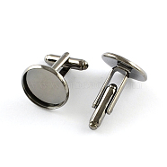 Brass Cuff Buttons, Cufflink Findings for Apparel Accessories, Gunmetal, Tray: 14mm, 25.5x16mm(X-KK-Q574-14mm-B)