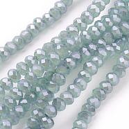 Electroplate Imitation Jade Glass Beads Strands, Full Rainbow Plated, Faceted, Rondelle, Light Steel Blue, 3x2mm, Hole: 1mm, about 160~165pcs/strand, 15.35 inch~15.75 inch(39~40cm)(EGLA-J025-F08)