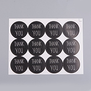Thank You Sticker, Self-Adhesive Kraft Paper Gift Tag Stickers, for Presents, Packaging Bags, Black, Sticker: 30mm, 1 Sticker/pc(DIY-D028-01B-02)
