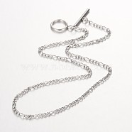 304 Stainless Steel Figaro Chain Necklace, Stainless Steel Color, 17.32 inch(44cm)(X-NJEW-JN01290)