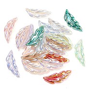 UV Plating Iridescent Acrylic Pendants, Leaf, Mixed Color, 40x14x5mm, Hole: 1.4mm(OACR-P023-07)