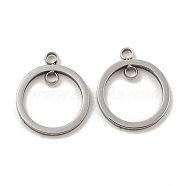 304 Stainless Steel Connector Charms, Ring Link, Stainless Steel Color, 15x12.5x1mm, Hole: 2mm(STAS-P356-11P)
