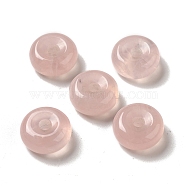 Natural Rose Quartz European Pendants, Donut/Pi Disc Charms, Large Hole Pendants, 16~17x6~7mm, Hole: 3~3.5mm(G-M397-01B)