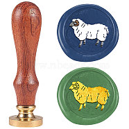 Wax Seal Stamp Set, Sealing Wax Stamp Solid Brass Heads with Wood Handles, for Envelopes Invitations, Gift Card, Sheep, 83x22mm, Stamps: 25x14.5mm(AJEW-WH0208-1406)