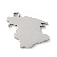 201 Stainless Steel Pendants, Map Charm, Laser Cut, Anti-Tarnish, Stainless Steel Color, 14x17x1mm, Hole: 1.4mm(STAS-S157-16P)