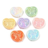 Opaque Acrylic Beads, AB Color Plated, Heart with Bear, Mixed Color, 24x28x7.5mm, Hole: 2mm, about 151pcs/500g(MACR-M035-05)