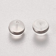 Silicone Ear Nuts, Earring Backs, with Stainless Steel, Stainless Steel Color, 5.5x4mm, Hole: 0.5mm(STAS-WH0014-36P)