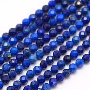 Natural Lapis Lazuli Beads Strands, Grade AA, Faceted, Round, 3mm, Hole: 0.5mm, about 132pcs/strand, 15.7 inch(40cm)(G-F509-14-3mm)