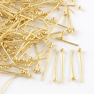 Brass Ball Head pins, Cadmium Free & Lead Free, Golden, 18x0.7mm, 21 Gauge, Head: 2mm, about 10000pcs/bag(KK-R020-17G)